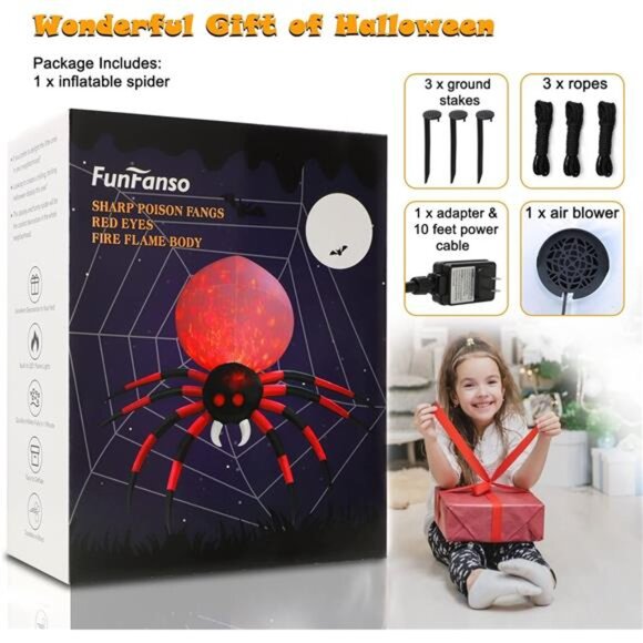 8 FT Halloween Inflatable Spider – Giant Crawling Decoration - Picture 6 of 7